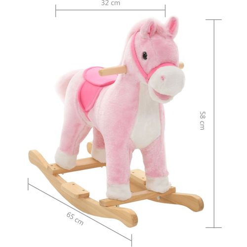 Plišani konjić za ljuljanje 65 x 32 x 58 cm ružičasti slika 16