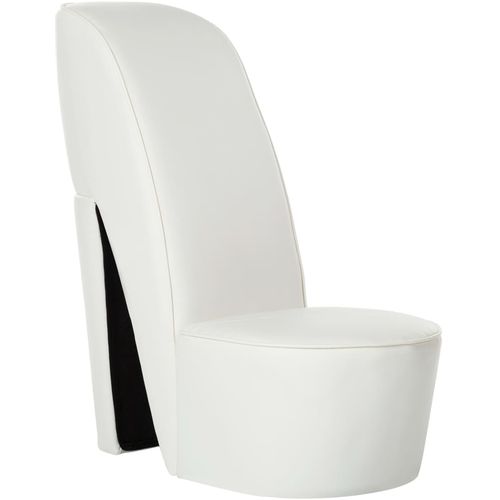 Stolica u obliku visoke pete od umjetne kože bijela slika 8