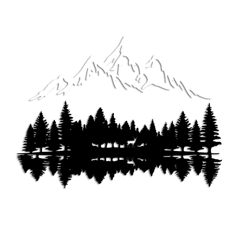 Nature And Mountain - Dekorativni zidni ukras u crno-bijeloj tehnici slika 5