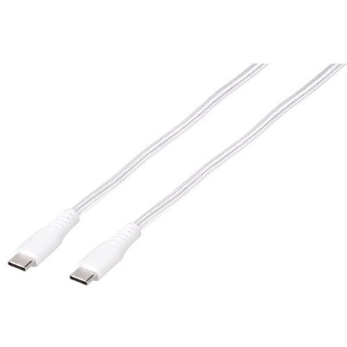 Kabel VIVANCO 62397, USB Type-C na USB Type-C, 0.5m, pleteni, bijeli slika 1