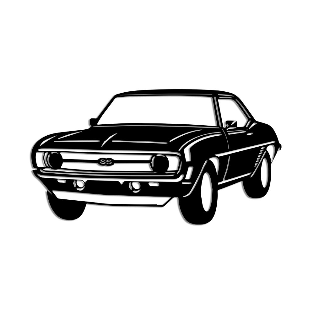 Dekorativni Metalni Zidni Ukras - Chevrolet Camaro SS Crni slika 5