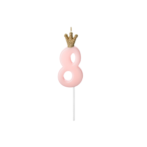 SCU6-8 Svjećica za tortu 8 Pink 9,5cm