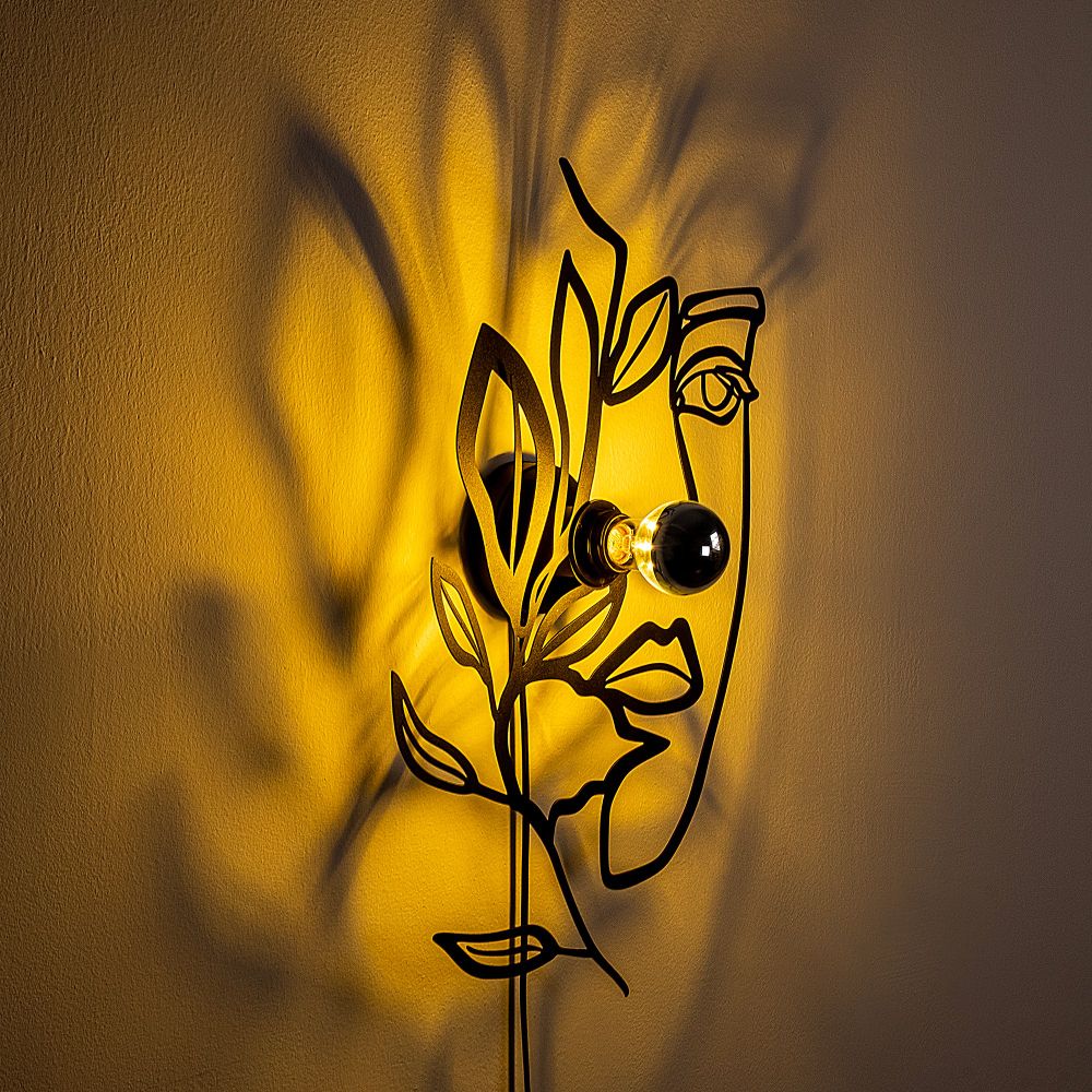 Lampa za zid sa cvjetnim motivom - Crna slika 5