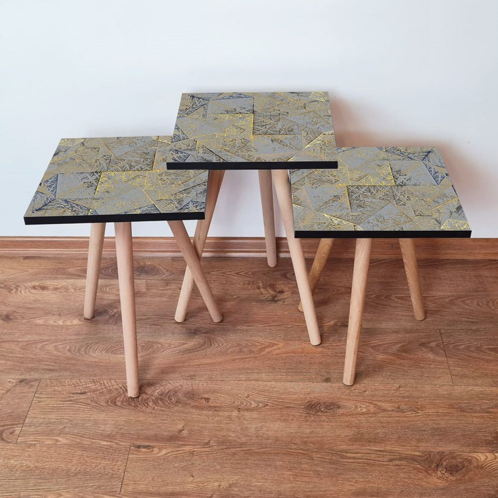 Nesting Table 3Shp225 - Set od 3 komada u sivoj, zlatnoj i bež boji slika 1