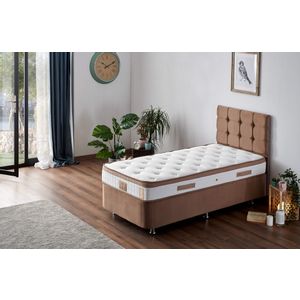 Woody Fashion Madrac, Bijela boja Smeđa, Latte 100x200 cm Single Size Firm Mattress