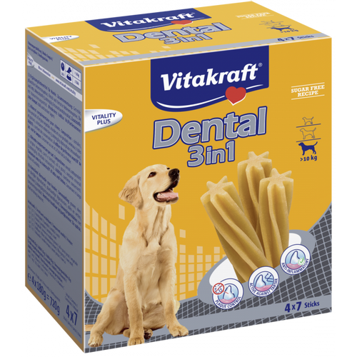 Vitakraft Multipakiranje Dental stick  3u1, M, za pse teže od 10 kg, 4 x 180 g slika 1