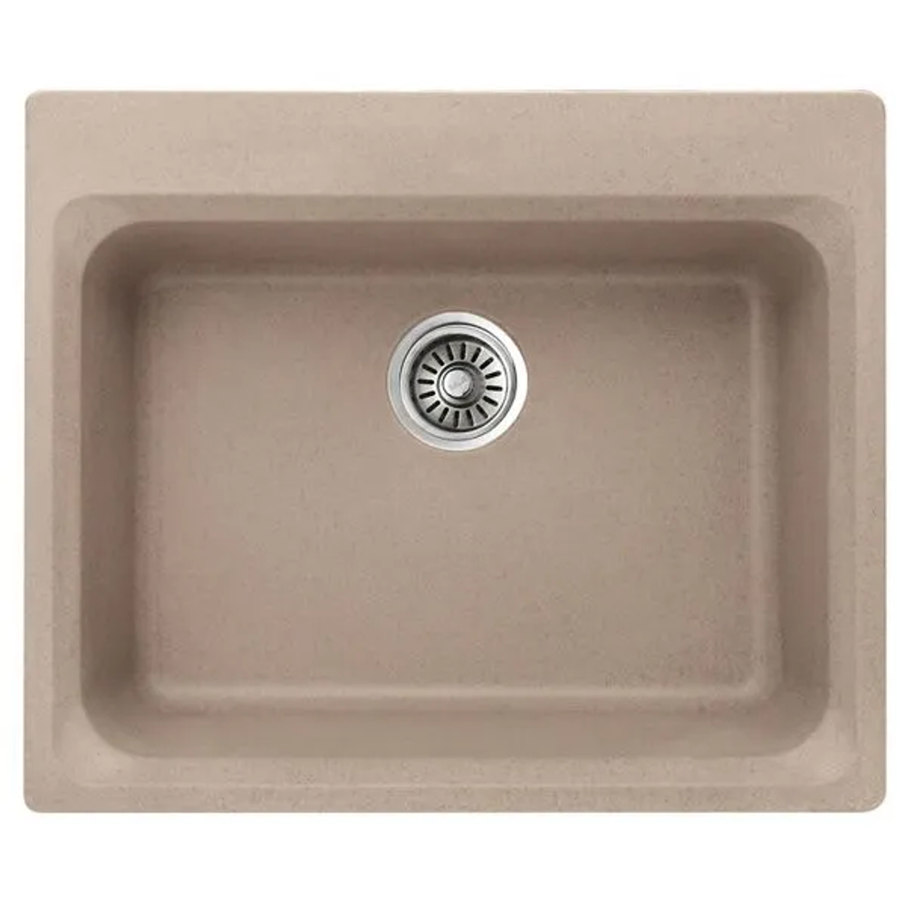 Inter Ceramic sudoper usadni pravokutni 52x62x21 cm + sifon, granit bež slika 1