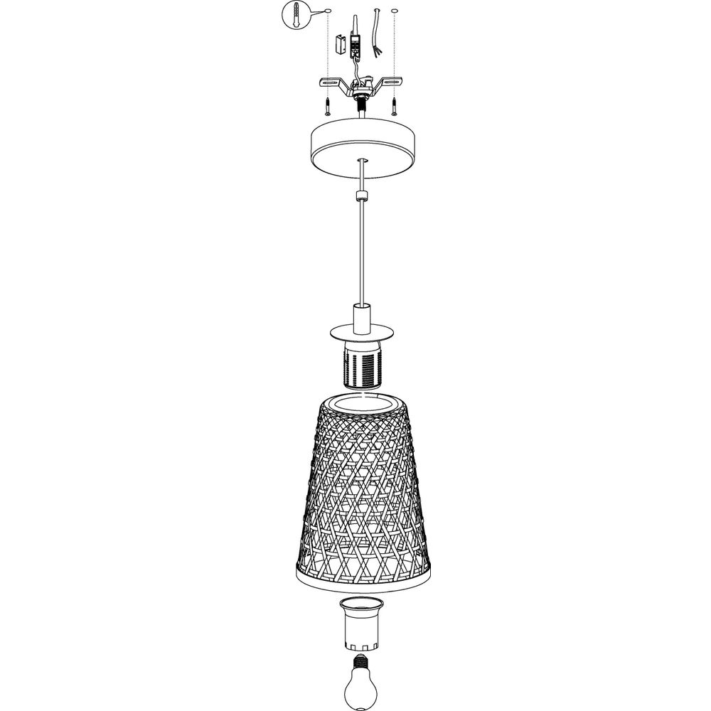 Eglo visilica 'Claverdon' - crna drvena lampa sa E27 utičnicom, promjer 180 mm slika 5