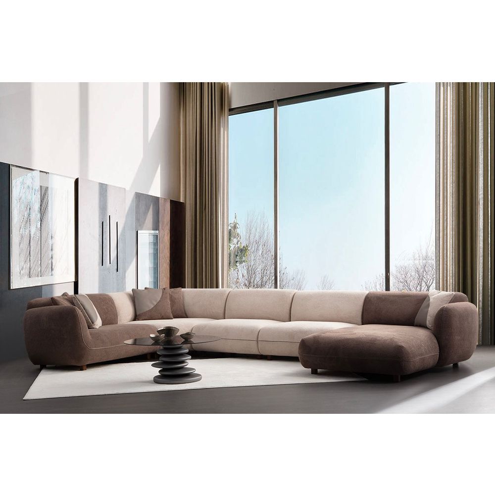 Ugaona sofa Pavia Corner 7 (L1,5+Cx+O1+O1+Chlr) - boje: krem smeđa slika 1