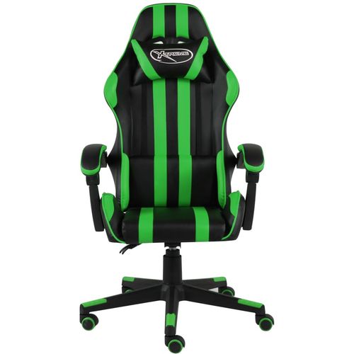 Igraća stolica od umjetne kože crno-zelena slika 15