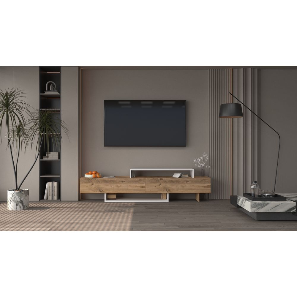 TV kabinet Ruby, boje bijela i atlantik tekstura slika 2