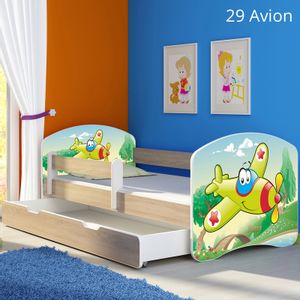 Dječji krevet ACMA s motivom, bočna sonoma + ladica 140x70 cm - 29 Aeroplane