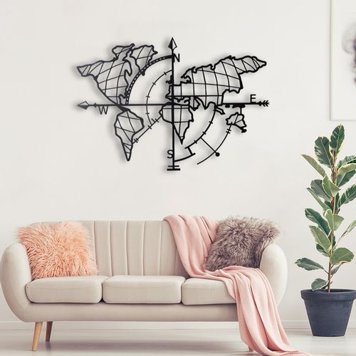 Wallity Zidna dekoracija WORLD, World Map Compass - Black slika 10