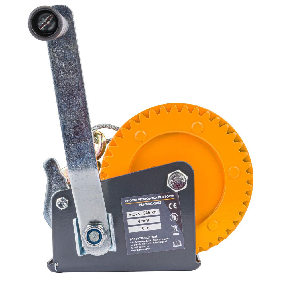Powermat ručno vitlo s čeličnim užetom 545 kg 10 m PM-WRC-545T slika 6