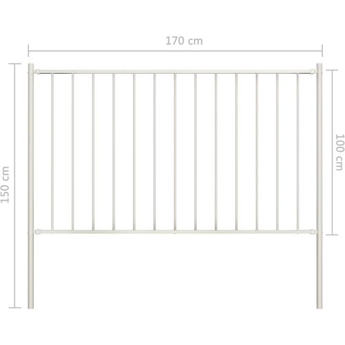 Panel za ogradu sa stupovima čelični 1,7 x 1 m bijeli slika 12