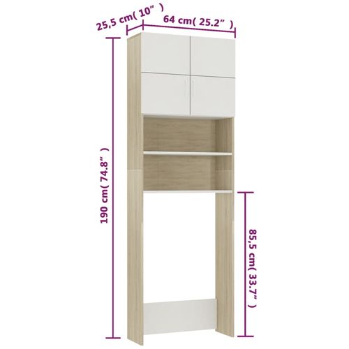 Ormarić za perilicu rublja bijeli i boja hrasta 64x25,5x190 cm slika 55