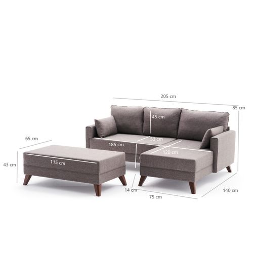 Atelier Del Sofa Kutna garnitura na razvlačenje, Smeđa, Bella Mini Corner Sofa Right - Brown slika 8