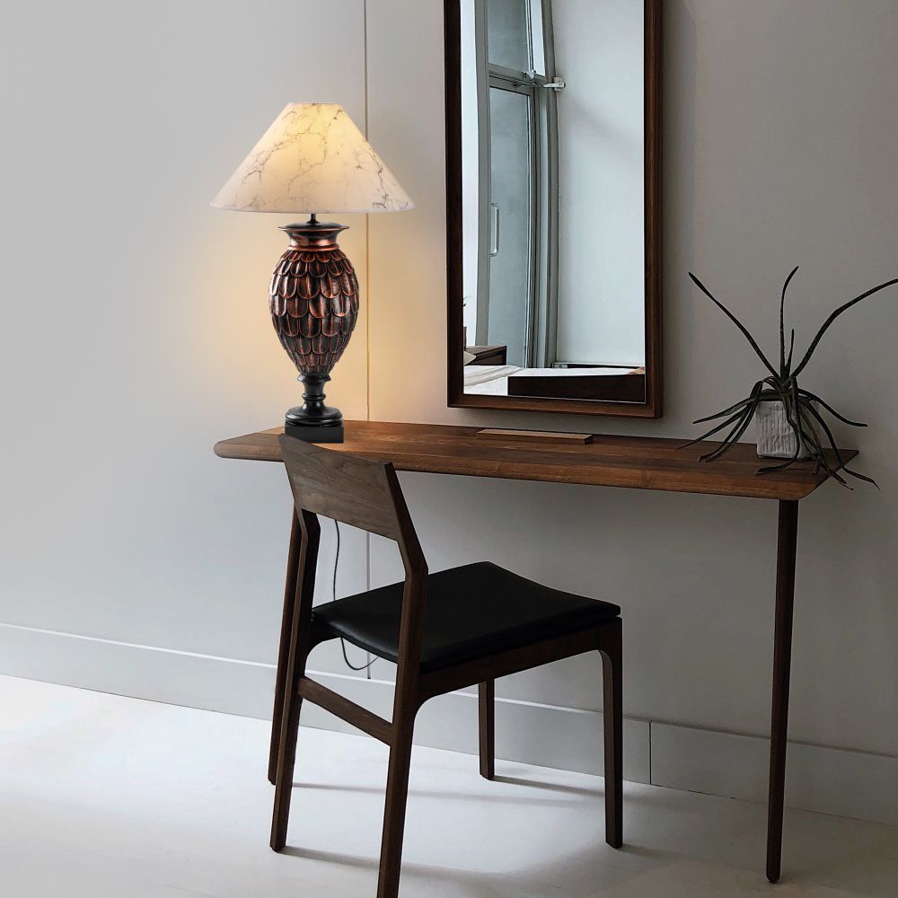 ELEGANZE-5302 Smeđa i Bijela Stolna Lampa slika 3