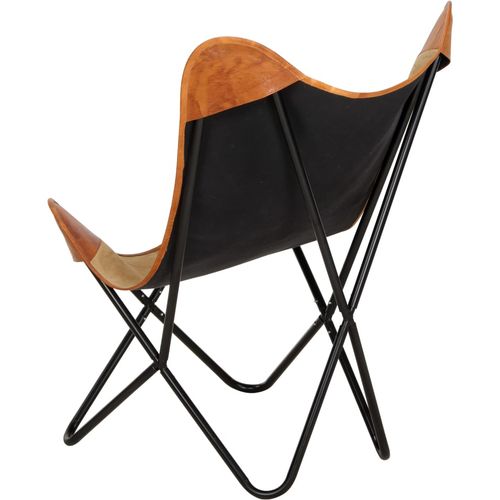 Leptir-stolica od prave kože i platna smeđa slika 43