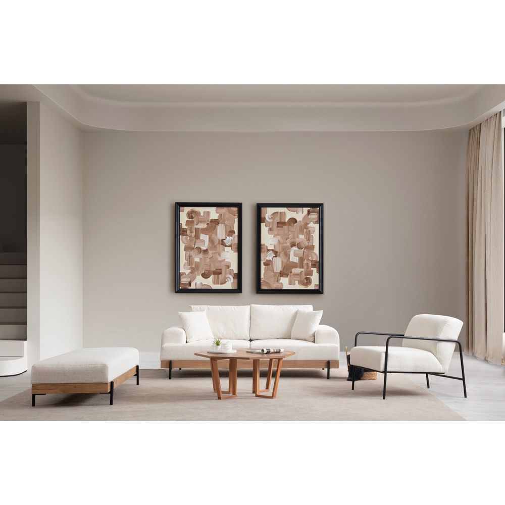 Eti Oak Pouffe - Bijeli Tabure slika 3