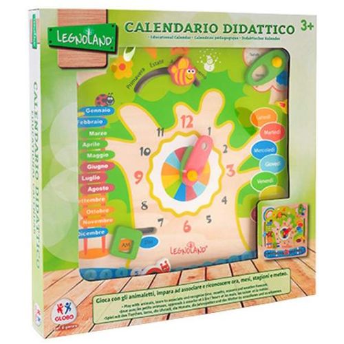 GLOBO Drvena tabla kalendar i sat slika 2