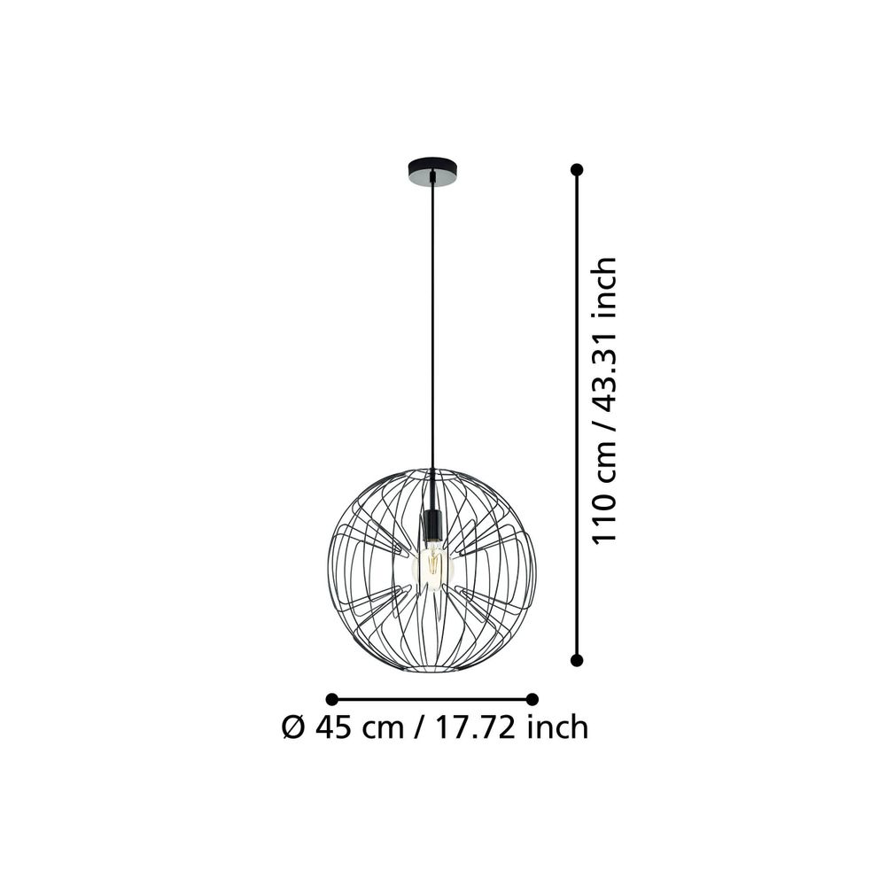 Eglo viseća lampa okinzuri e27 1x60w nikal crni v:1100mm o450mm slika 5