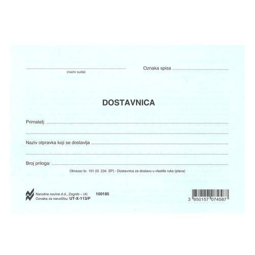 X-113/P DOSTAVNICA U VLASTITE RUKE - PLAVA; List, 14,8 x 10,5 cm slika 2