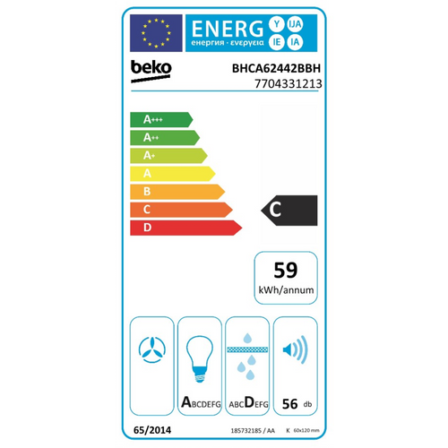 Beko BHCA62442BBH Kuhinjski aspirator, Zidni, Širina 60 cm slika 5