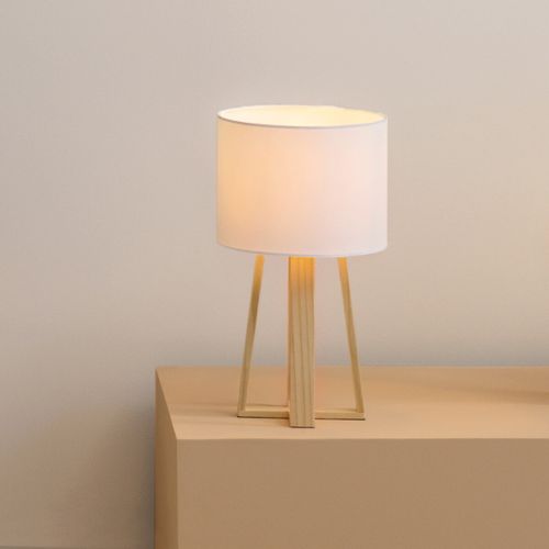 Atmosphera lampa 20x34,5cm poliester/pamuk/drvo bela slika 2