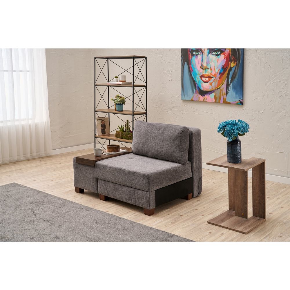 Perenna Chenille Lijeva - Siva Siva Sofa na Razvlačenje s Jednim Sjedištem slika 2