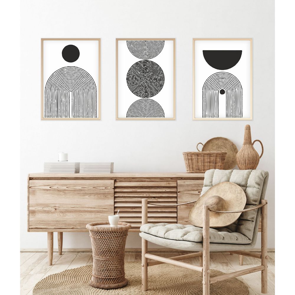 Huhu163 - Dekorativno Slikarstvo u Okviru, 50 x 70 cm, Višebojno (Set od 3 Komada) slika 2