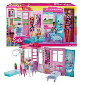 Barbie kuća s namještajem i lutkom