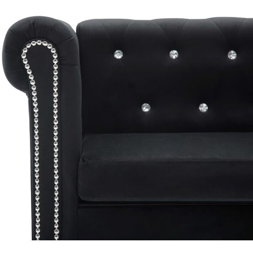 Chesterfield sofa za dvoje s baršunastom presvlakom 146 x 75 x 72 cm crna slika 46