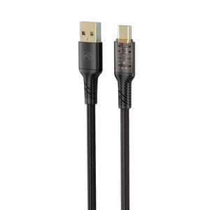 Tellur USB to USB-C CABLE, TRANSPARENT SERIES, 3A, 1M, BLACK