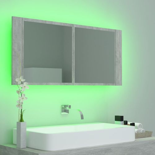 LED kupaonski ormarić s ogledalom siva boja betona 100x12x45 cm slika 7