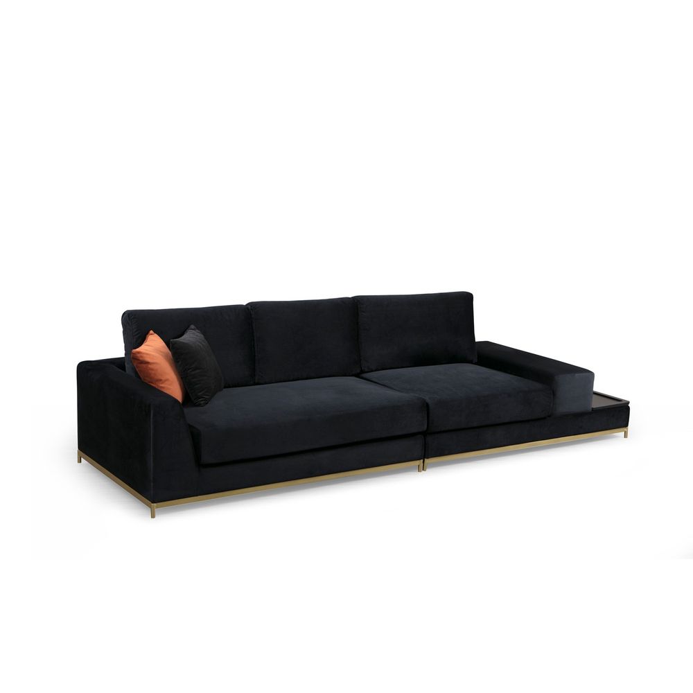 Sofa sa Bočnim Stolom - Crna i Zlatna, 4-Sjedala slika 7