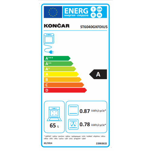 Končar ST 6040 GKFD.IU5 Šporet sa staklokeramičkom pločom, Ventilatorska rerna, širina 60 cm, Inox slika 2