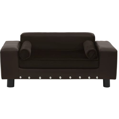 Sofa za pse smeđa 81 x 43 x 31 cm od pliša i umjetne kože slika 60