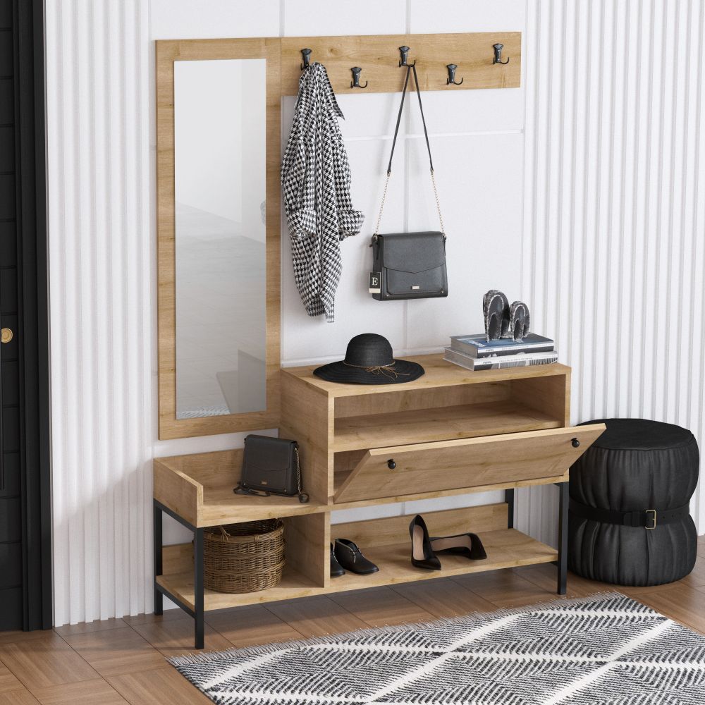 Ormarić za cipele Nonso - Sapphire Oak sa ogledalom slika 3