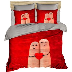 Set Posteljine 201 Red Grey za Bračni Krevet