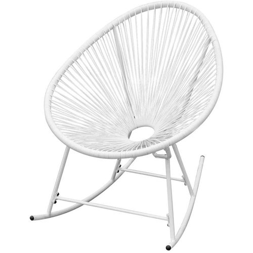 Vrtna stolica za ljuljanje od poliratana bijela slika 5