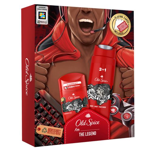 Old Spice Gamer poklon paket, 2 proizvoda Wolfthorn i igraće karte slika 1