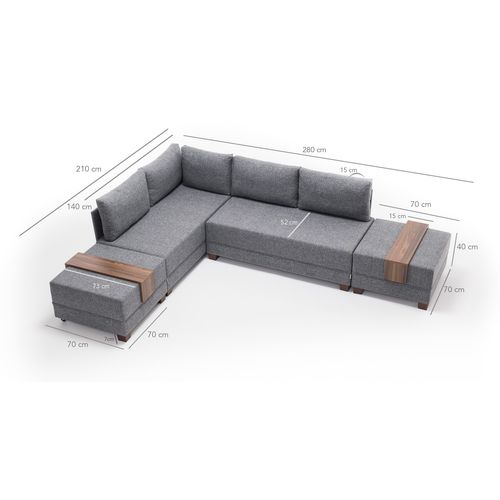 Atelier Del Sofa Fly Ugao Sofa na RazvlaÄenje Levo - Siva Ugao Sofa-Krevet slika 10