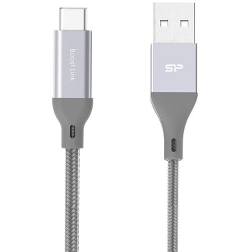 Silicon Power  SP1M0ASYLK30AC1G USB3.0 to USB-C Cable, Boost Link Nylon LK30AC, Supports QC3.0/QC2.0 up to 3A, Up to 5Gbit/s, Gray, 1m slika 1