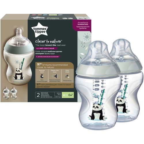 EOL Tommee Tippee Closer to nature dekorirane bočice 260 ml, 2 kom., "panda" slika 1