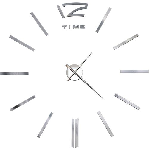 3D zidni sat moderni dizajn 100 cm XXL srebrni slika 3