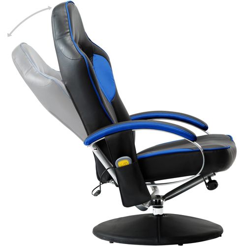 Masažna stolica s osloncem od umjetne kože plava slika 29