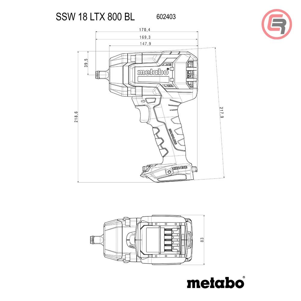 Metabo Odvijač Udarni Aku SSW 18 LTX 800 BL – 1/2" (bez baterije i punjača) – 602403850 slika 7