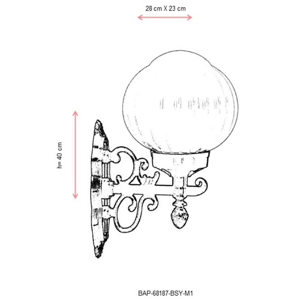 BAP-68187-BSY-M1 Crna Spoljna Zidna Lampa slika 3