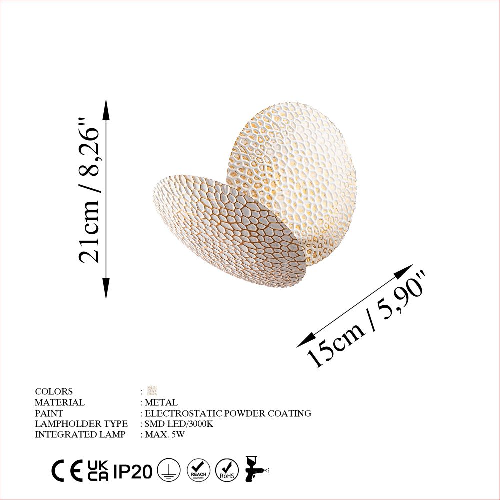 Yosma-13646 Bijela Zlatna Zidna Lampa slika 9